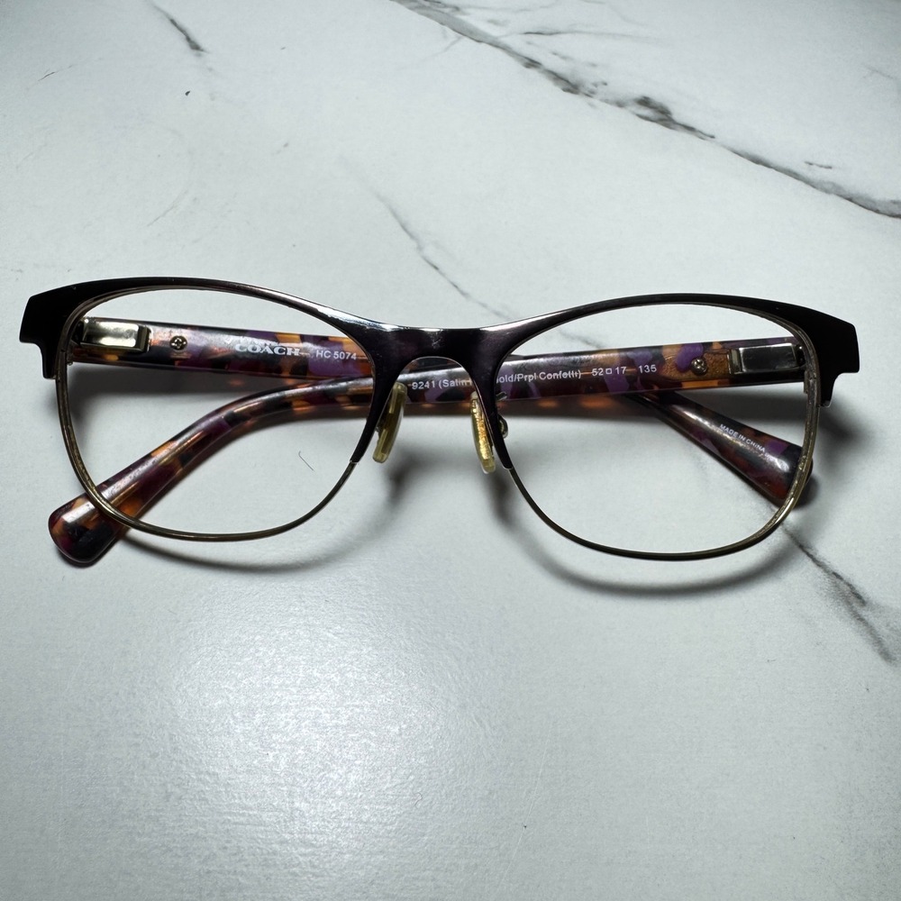Coach HC 5074 Eyeglasses Frames Satin Purple Gold Purple Confetti 9241 52-17-135